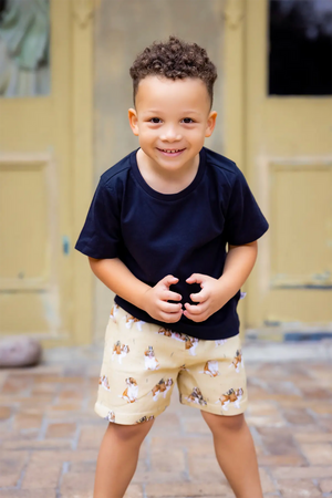 MVP: Louisiana Saints Organic Muslin Shorts by Nola Tawk, children's boutique clothing detail photo 3