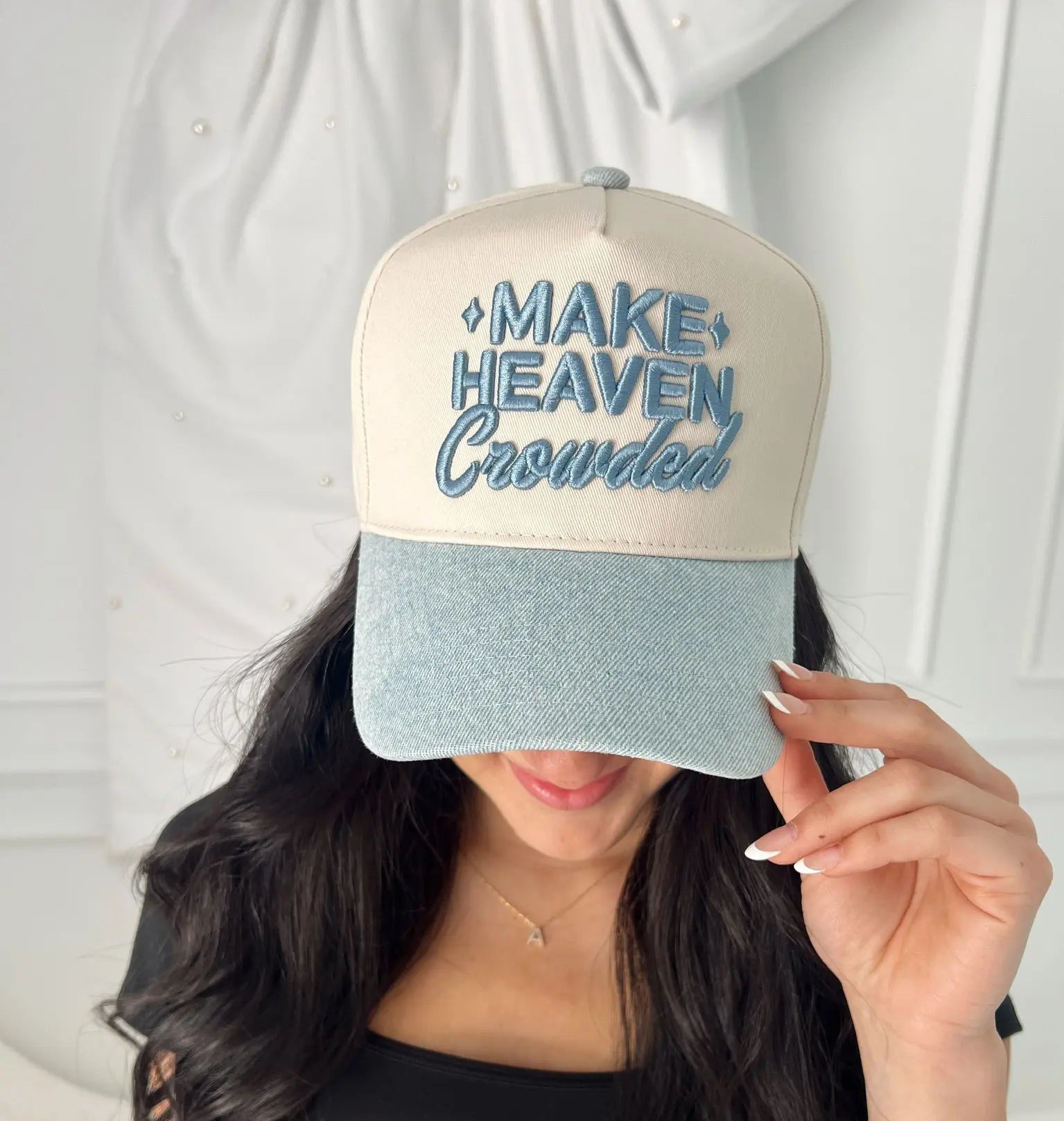 Make Heaven Crowded - Vintage Trucker Hat by KenzKustomz, Southern lifestyle apparel detail photo 4