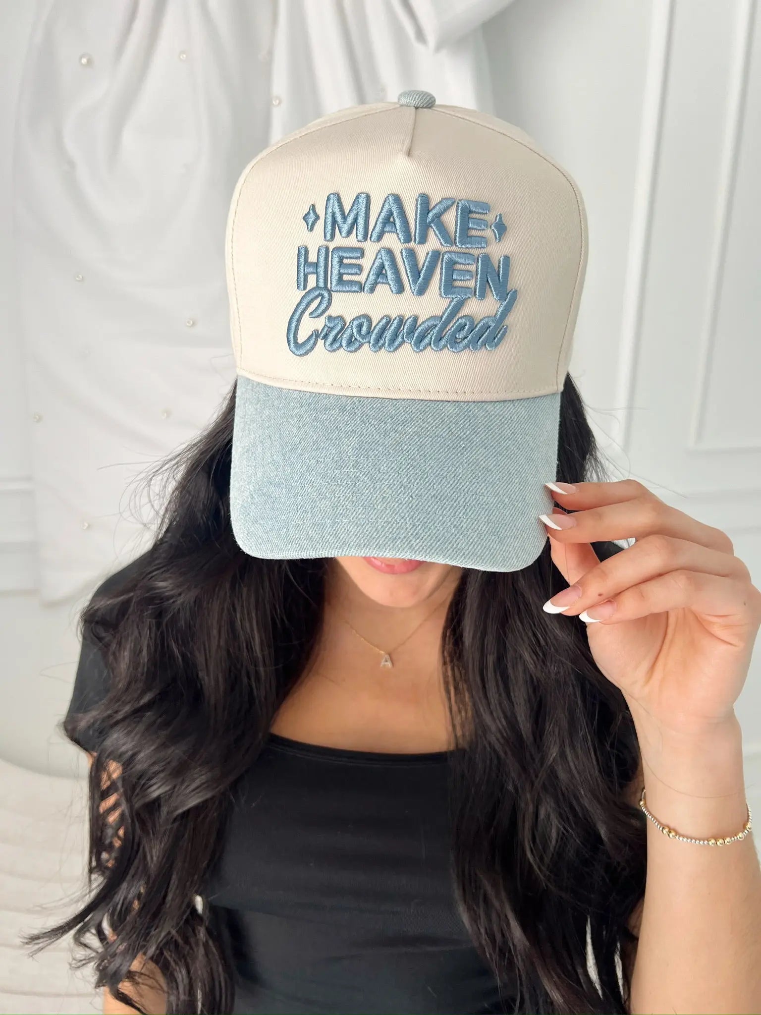 Make Heaven Crowded - Vintage Trucker Hat by KenzKustomz, Southern lifestyle apparel detail photo 6