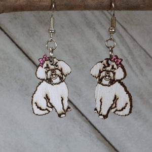 Maltipoo Wooden Earrings | Dog Lover Pet Jewelry