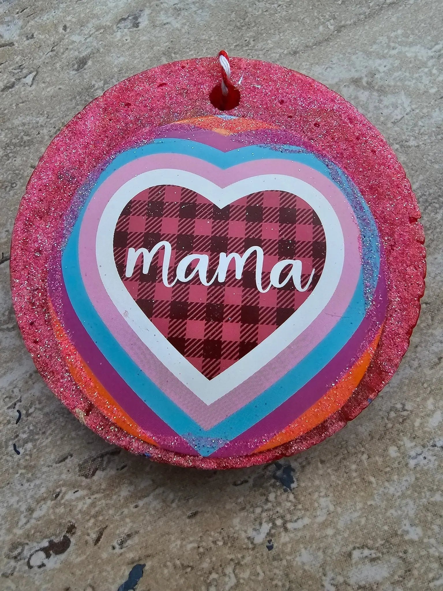 Handmade Mama Car Freshie: Glitter Heart Aroma Bead Air Freshener for Moms