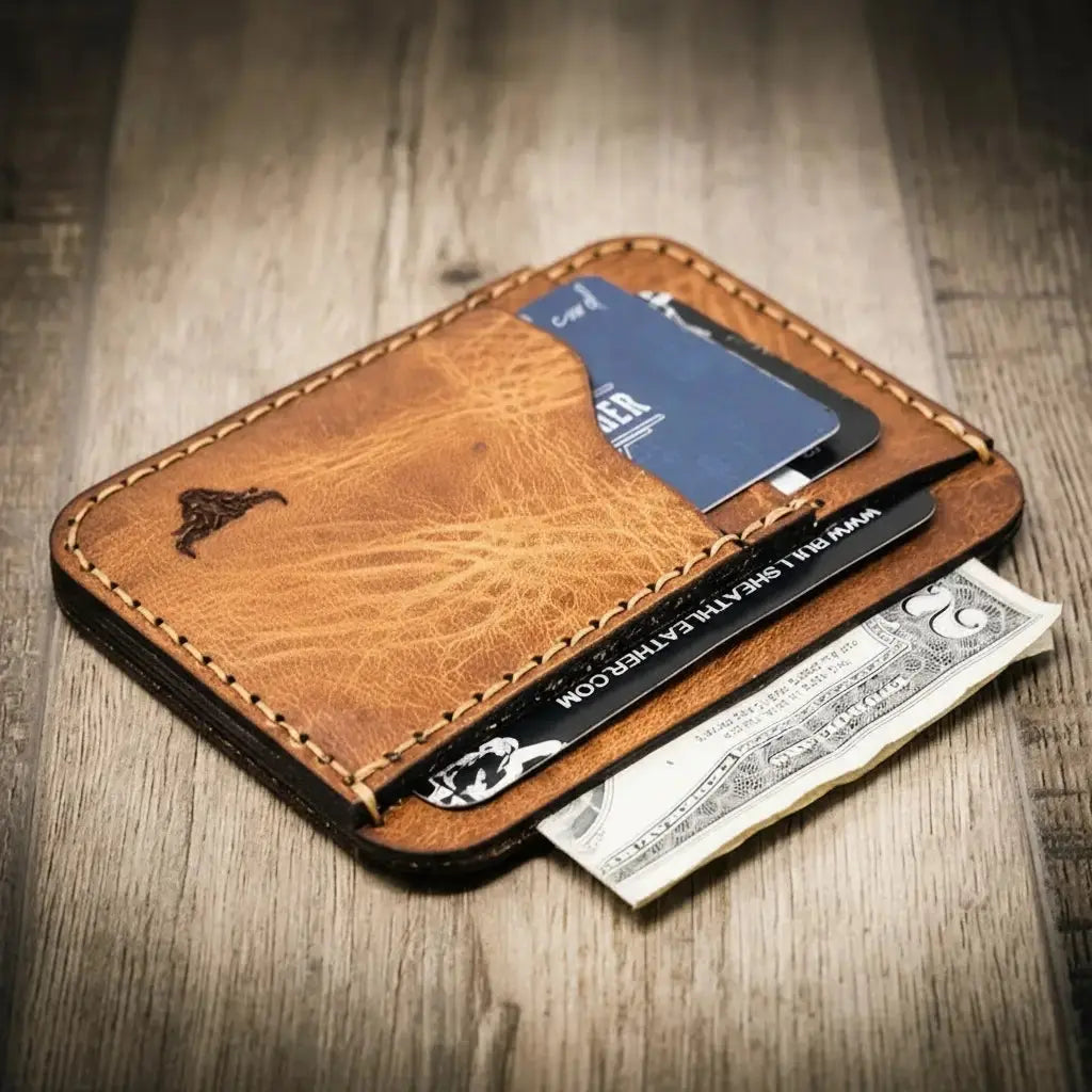 Mansfield Minimalist Wallet by Bull Sheath Leather, handmade leather goods detail photo 4
