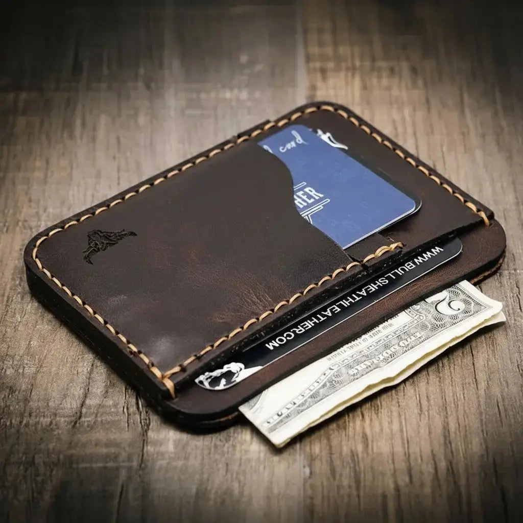 Mansfield Minimalist Wallet by Bull Sheath Leather, handmade leather goods detail photo 8