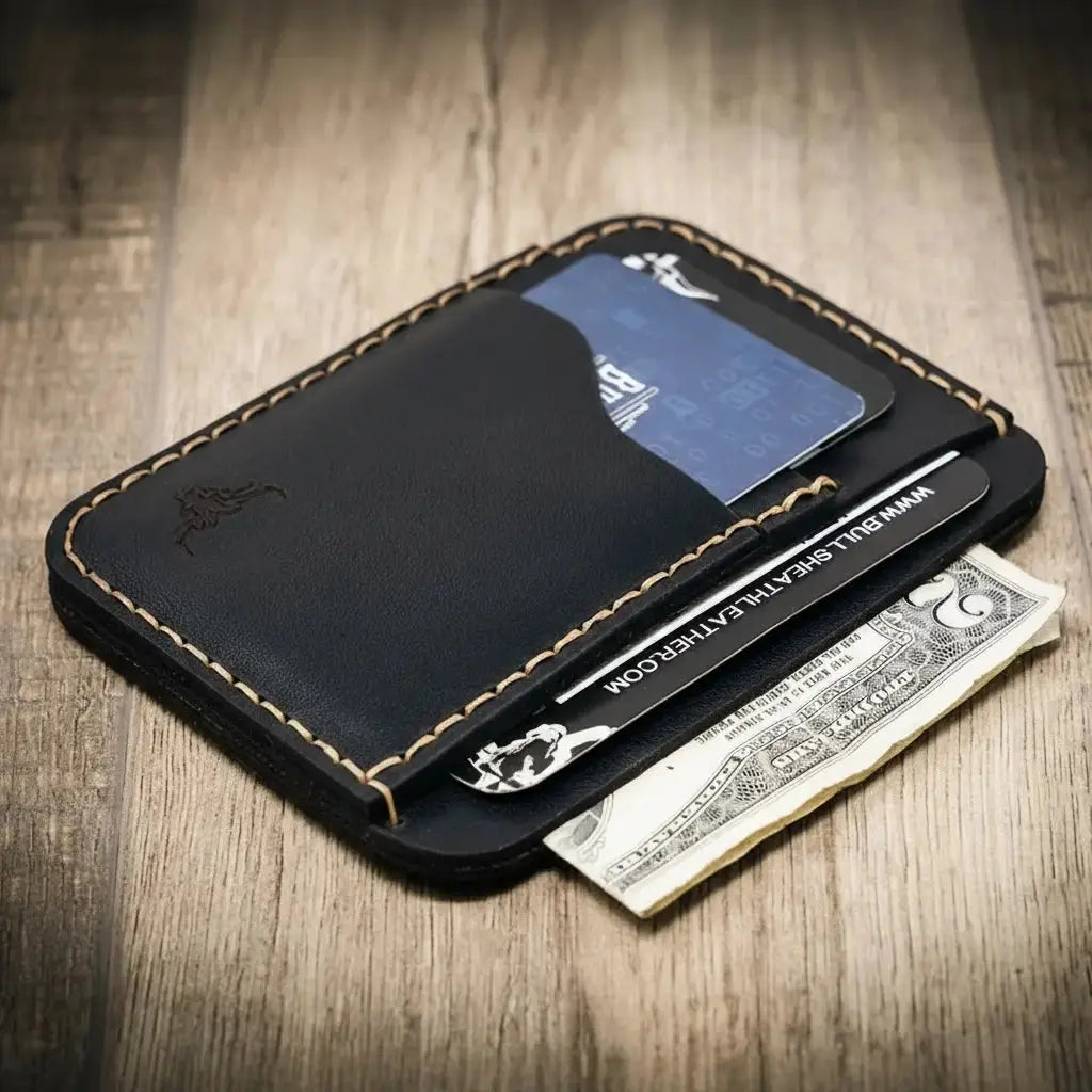 Mansfield Minimalist Wallet by Bull Sheath Leather, handmade leather goods detail photo 14