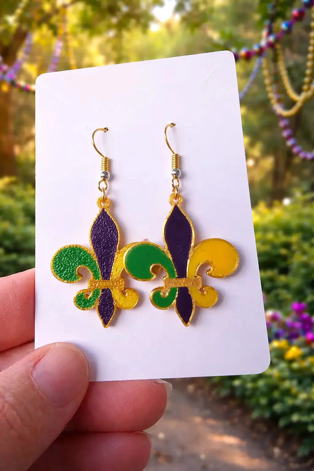 Mardi Gras Fleur-de-Lis Earrings The Tween Space