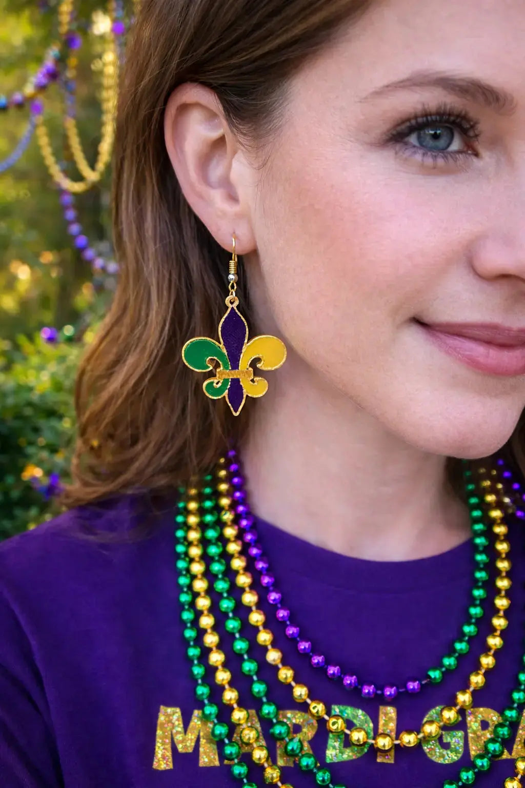 Mardi Gras Fleur-de-Lis Earrings The Tween Space