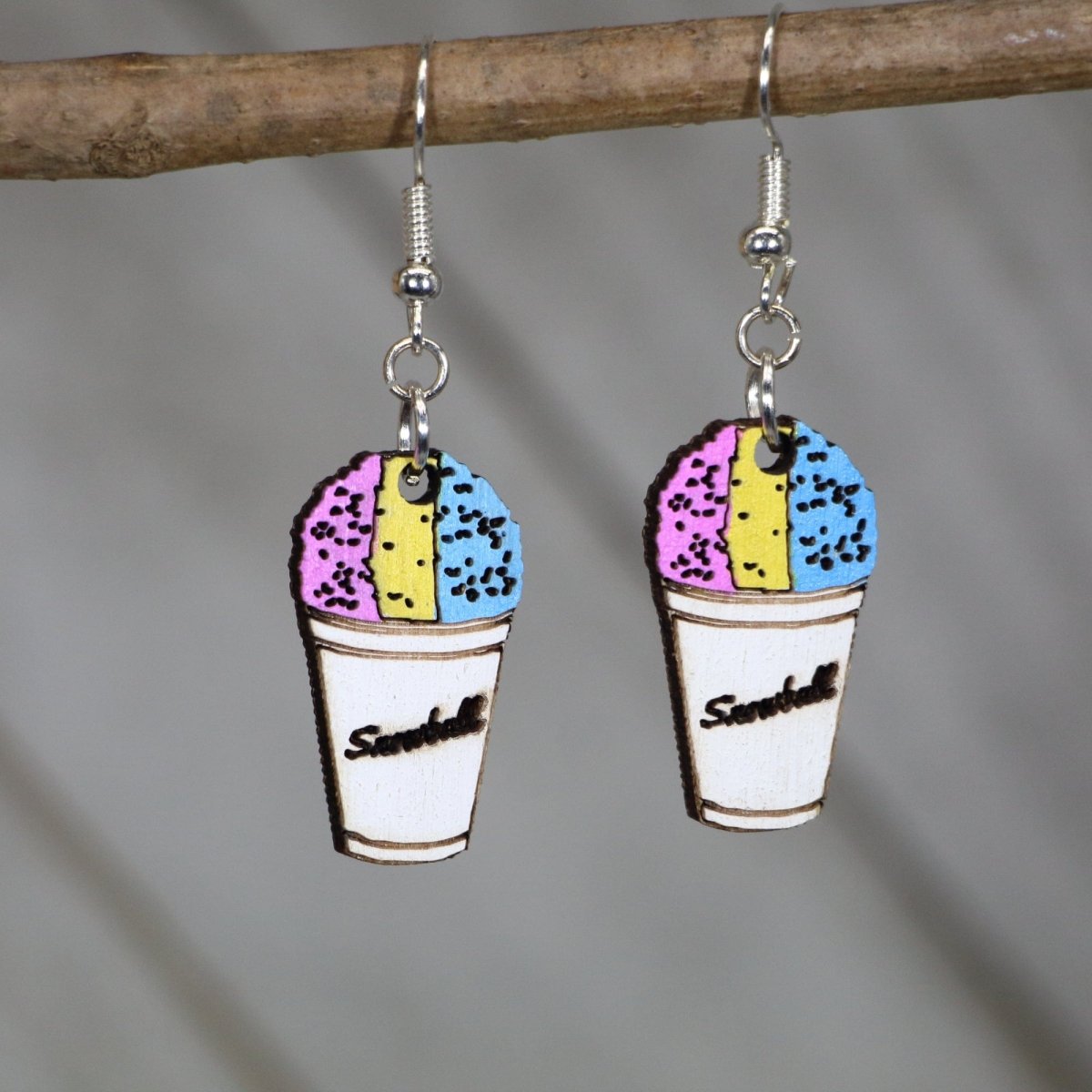 Mardi Gras Snowball Wooden Earrings | New Orleans Dessert Jewelry