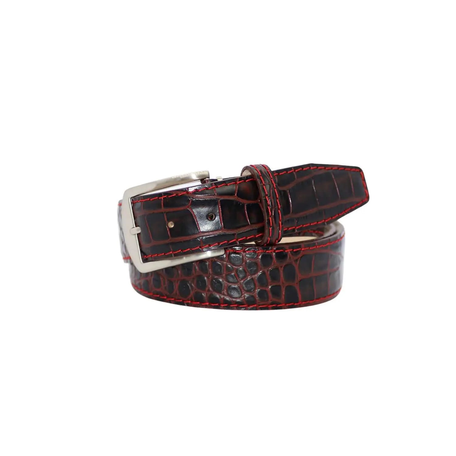 Maroon Vintage Misterioso Belt by Roger Ximenez: Bespoke Belts and Leather Accessories, handmade leather goods detail photo 5