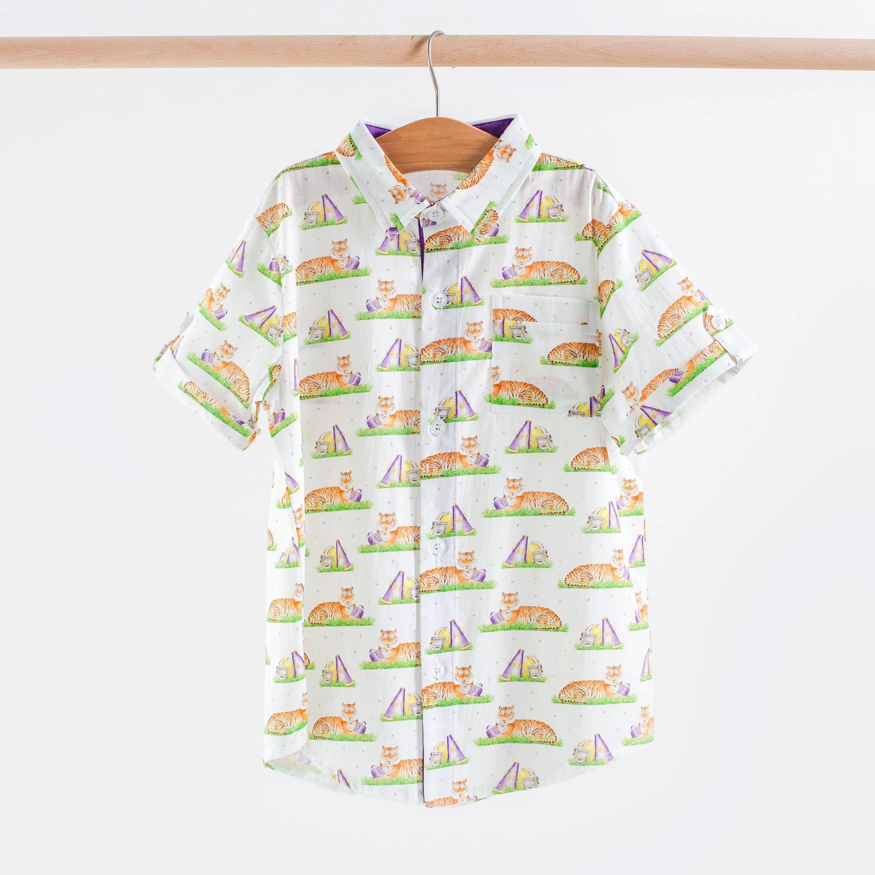Mascot Mania in Louisiana Short Sleeve Collared Shirt by Nola Tawk, Southern lifestyle apparel main product photo