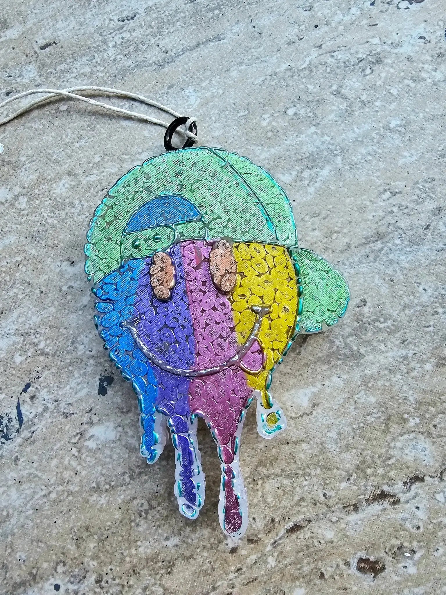 Melting Smiley Face Car Freshie - Handmade Aroma Bead Air Freshener - Streetwear Y2K Vibes - Main Street Collective