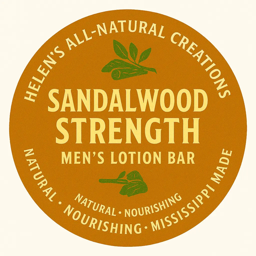 Helen's All-Natural Sandalwood Strength Men's Lotion Bar - Mississippi Made, Hydrating Skincare