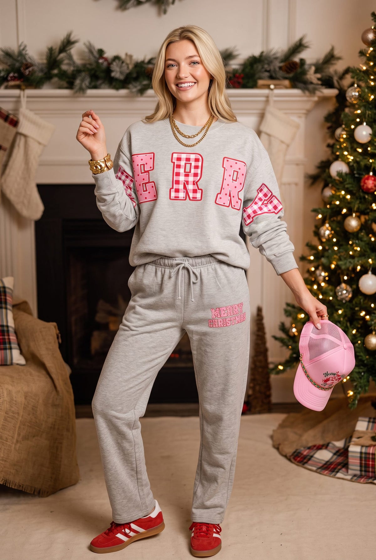 Merry Christmas Patch Sweatpants by Southern Bliss Company – view 2