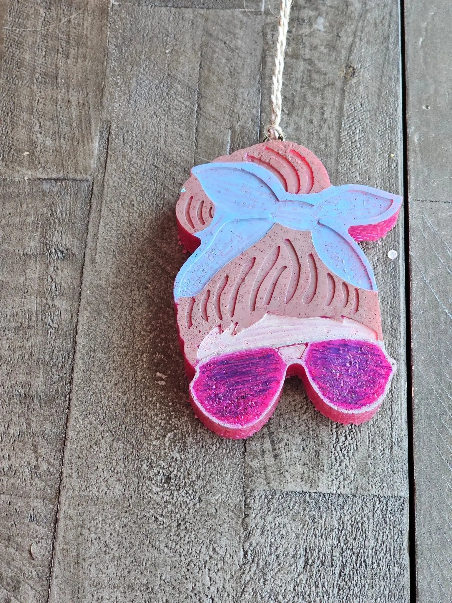 Messy Bun Car Air Freshener - Handmade Aroma Bead Ornament with Sunglasses - Main Street Collective