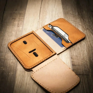 Minimalist Badge Wallet by Bull Sheath Leather, handmade leather goods detail photo 5