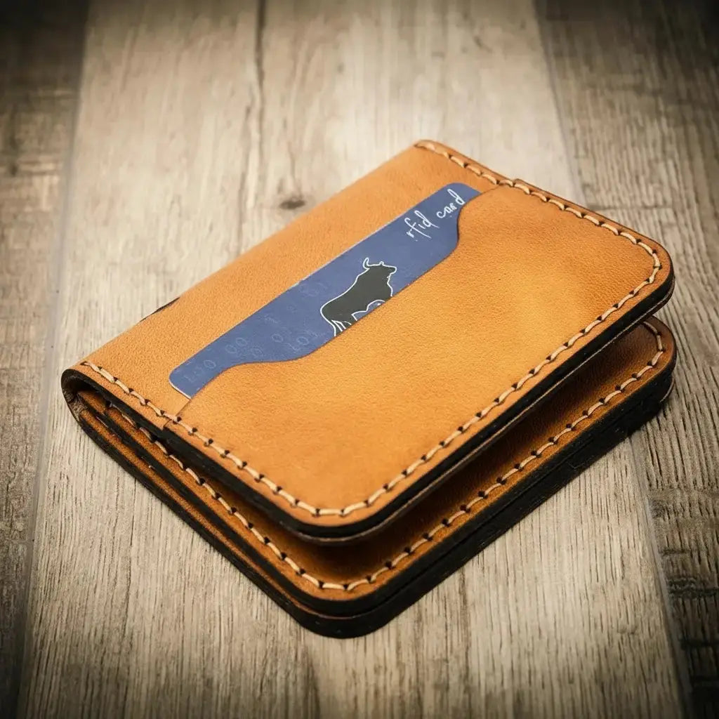 Minimalist Badge Wallet by Bull Sheath Leather, handmade leather goods detail photo 6