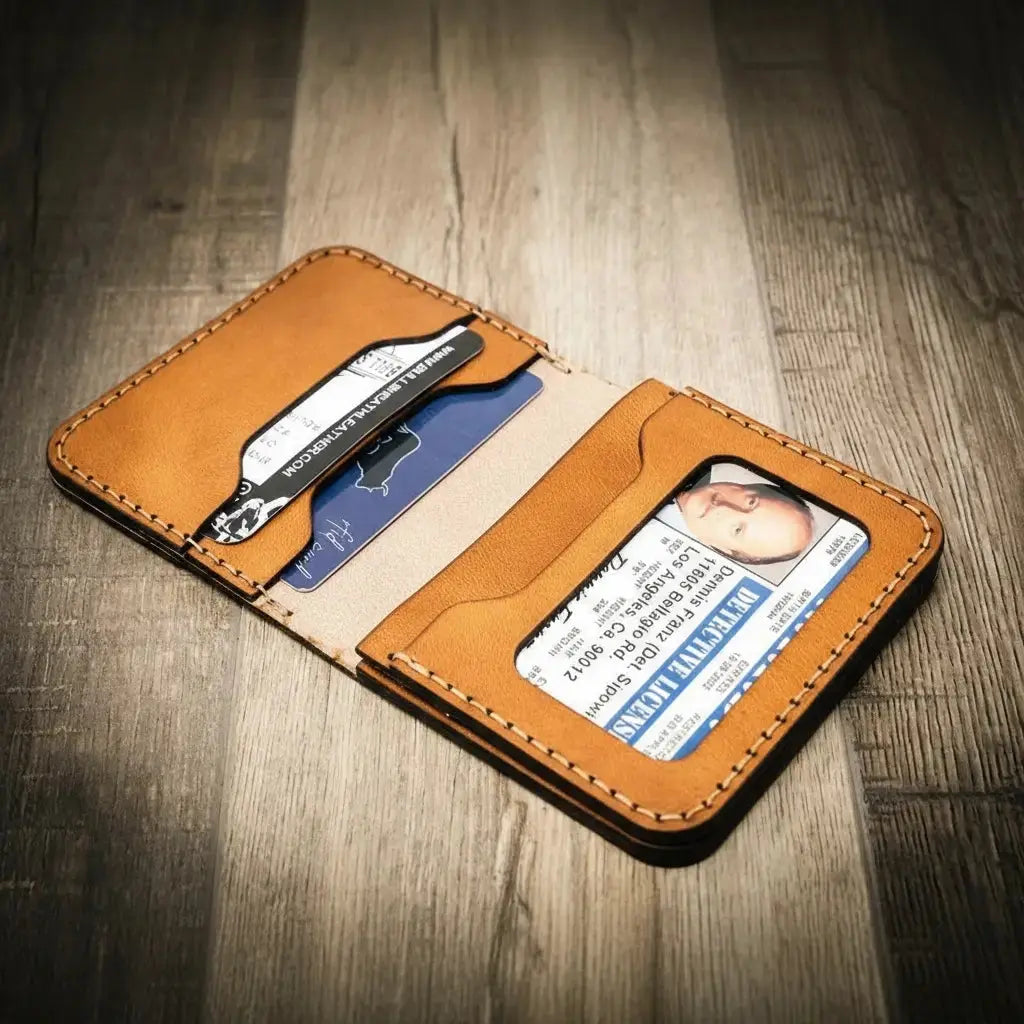 Minimalist Badge Wallet by Bull Sheath Leather, handmade leather goods detail photo 7