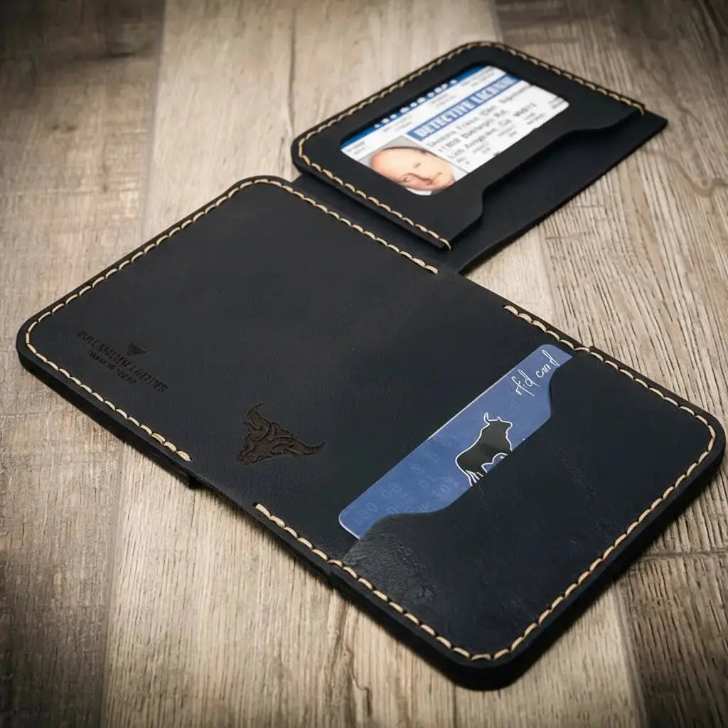 Minimalist Badge Wallet by Bull Sheath Leather, handmade leather goods detail photo 21