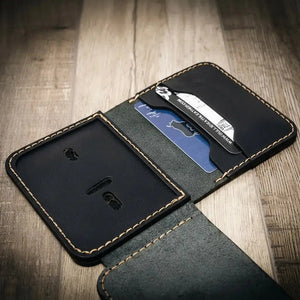 Minimalist Badge Wallet by Bull Sheath Leather, handmade leather goods detail photo 22