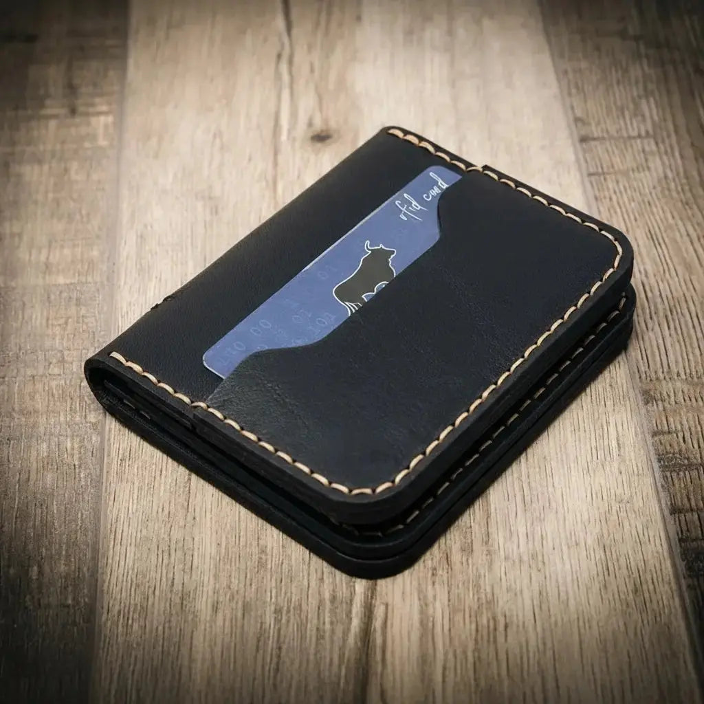 Minimalist Badge Wallet by Bull Sheath Leather, handmade leather goods detail photo 23