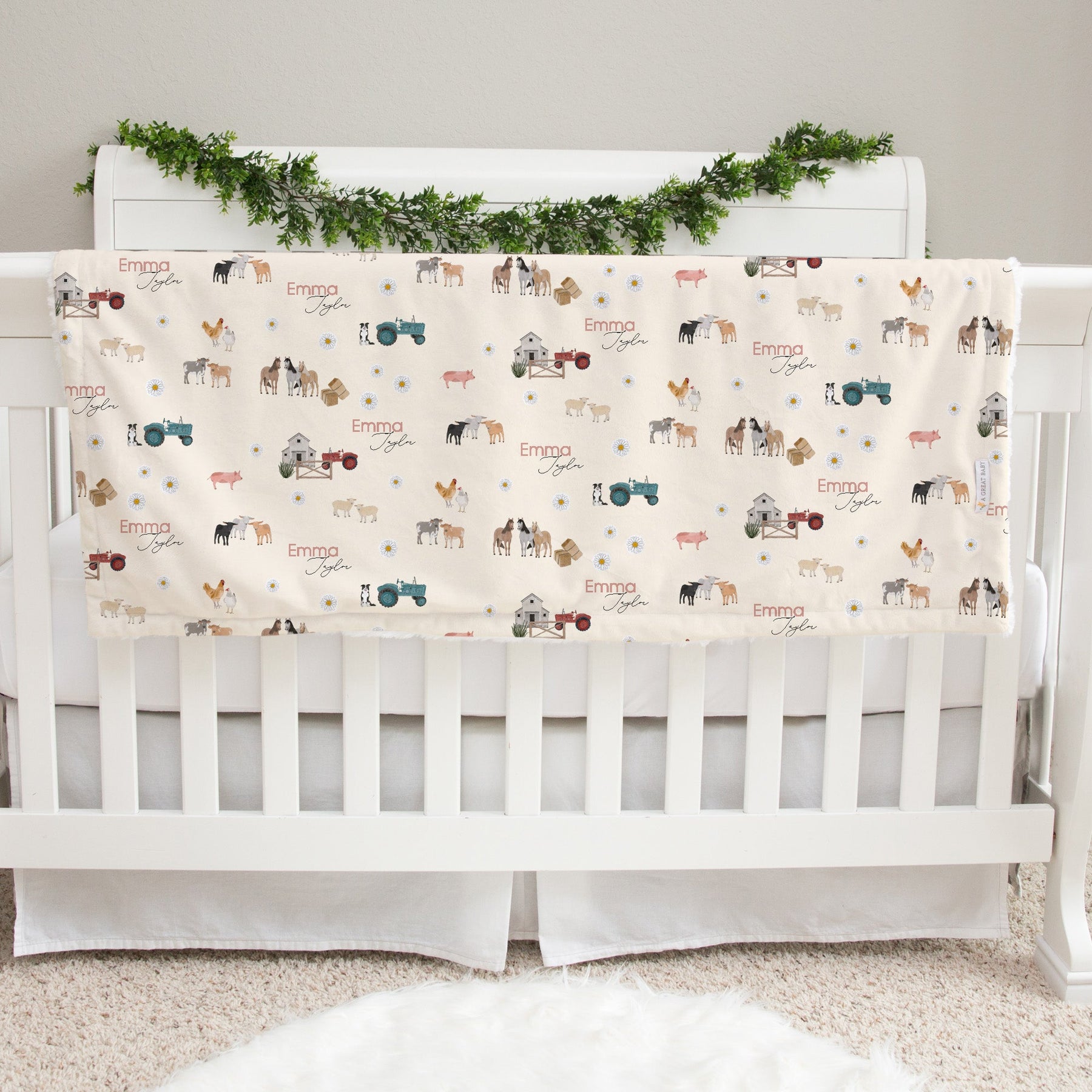 Friendly Farm Personalized Minky Baby Blanket by AGreatBaby — view 4 of 4