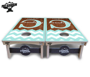 Mint Chevron Cornhole Boards - Pro Solution Elite Series by Cornhole Solutions, custom cornhole board detail photo 3