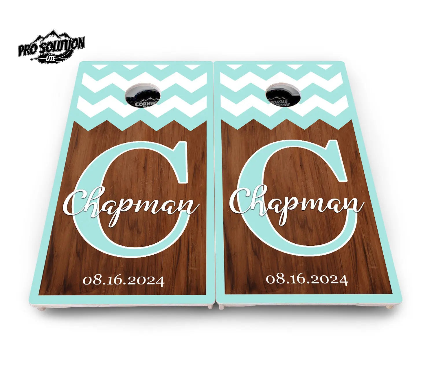 Mint Chevron Cornhole Boards - Pro Solution Lite Series by Cornhole Solutions, custom cornhole board detail photo 4