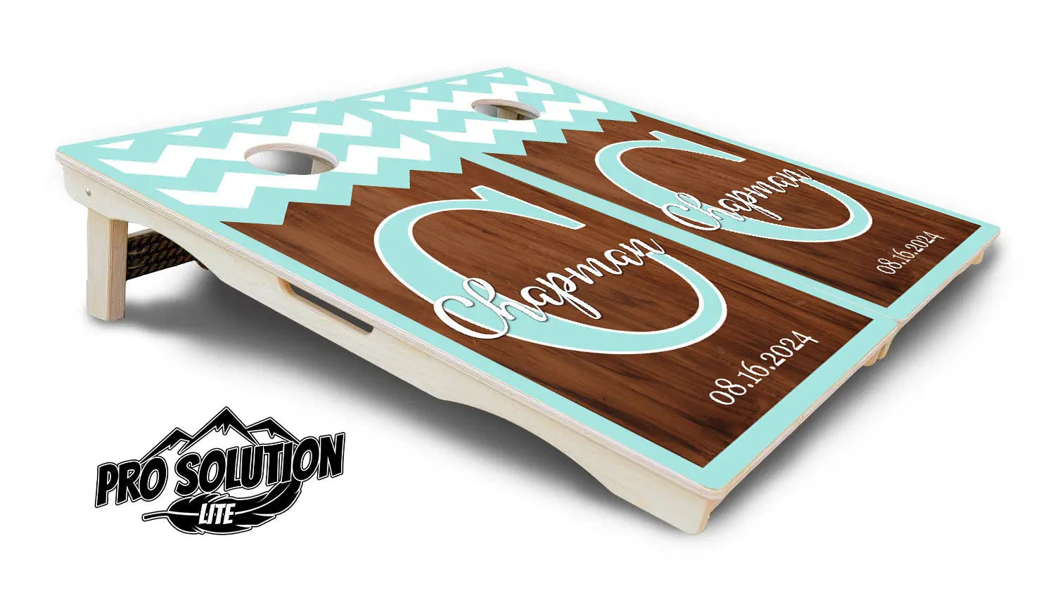 Mint Chevron Cornhole Boards - Pro Solution Lite Series by Cornhole Solutions, custom cornhole board detail photo 5
