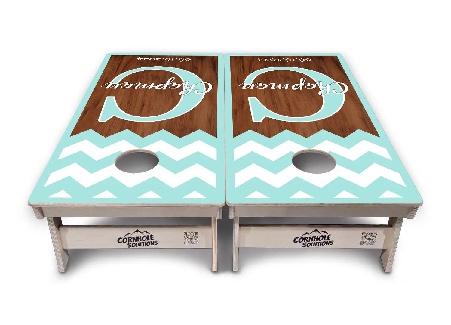 Mint Chevron Cornhole Boards - Professional Tournament Series Cornhole Solutions