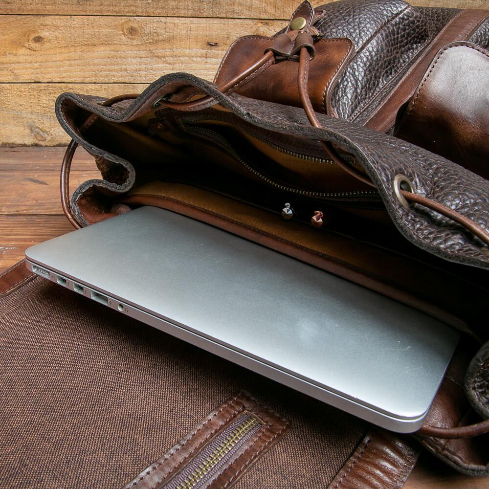Theodore leather laptop backpack detail image 11