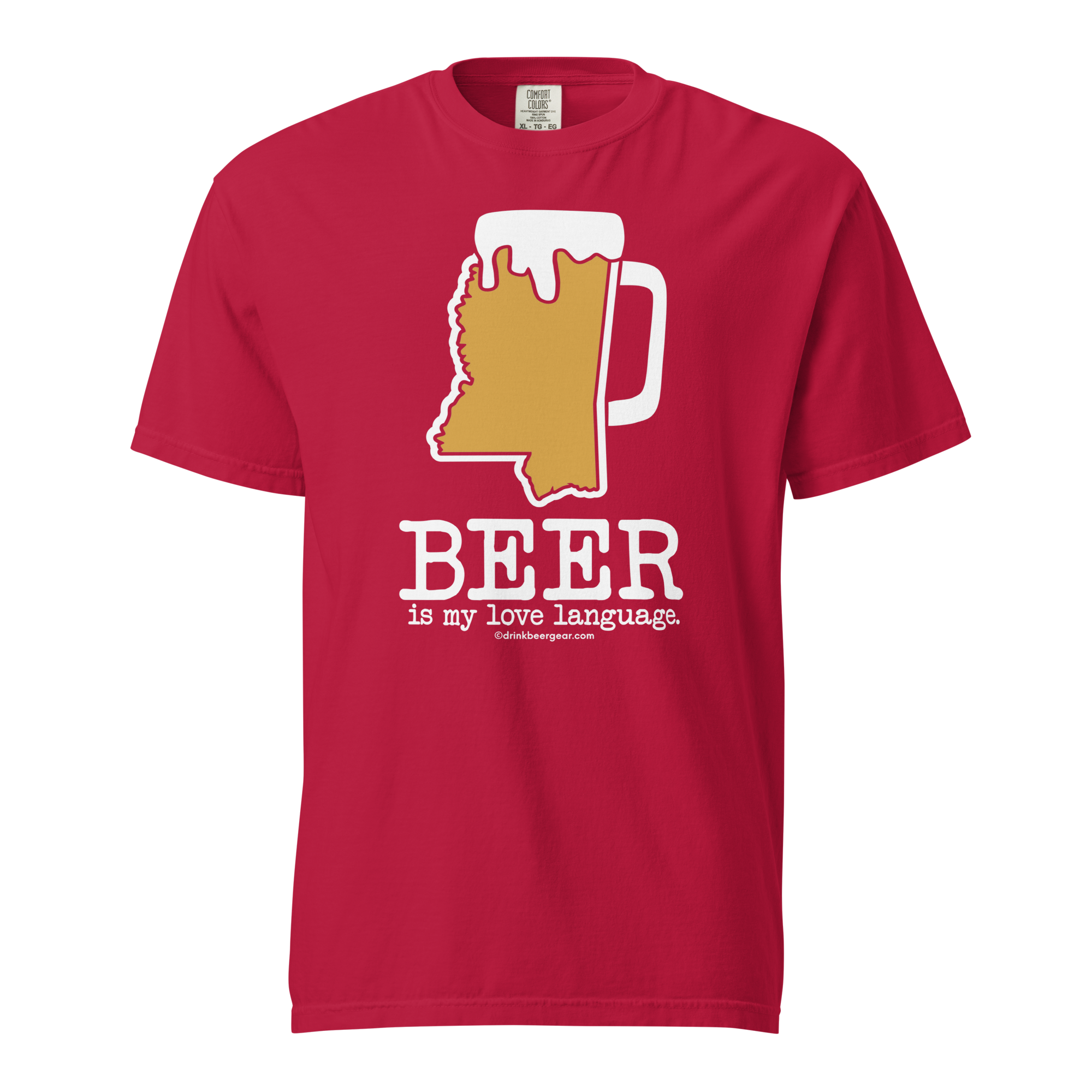 Mississippi Beer Mug Tee - Beer Is My Love Language. - COMFORT COLORS BRAND TEE Drink Beer Gear