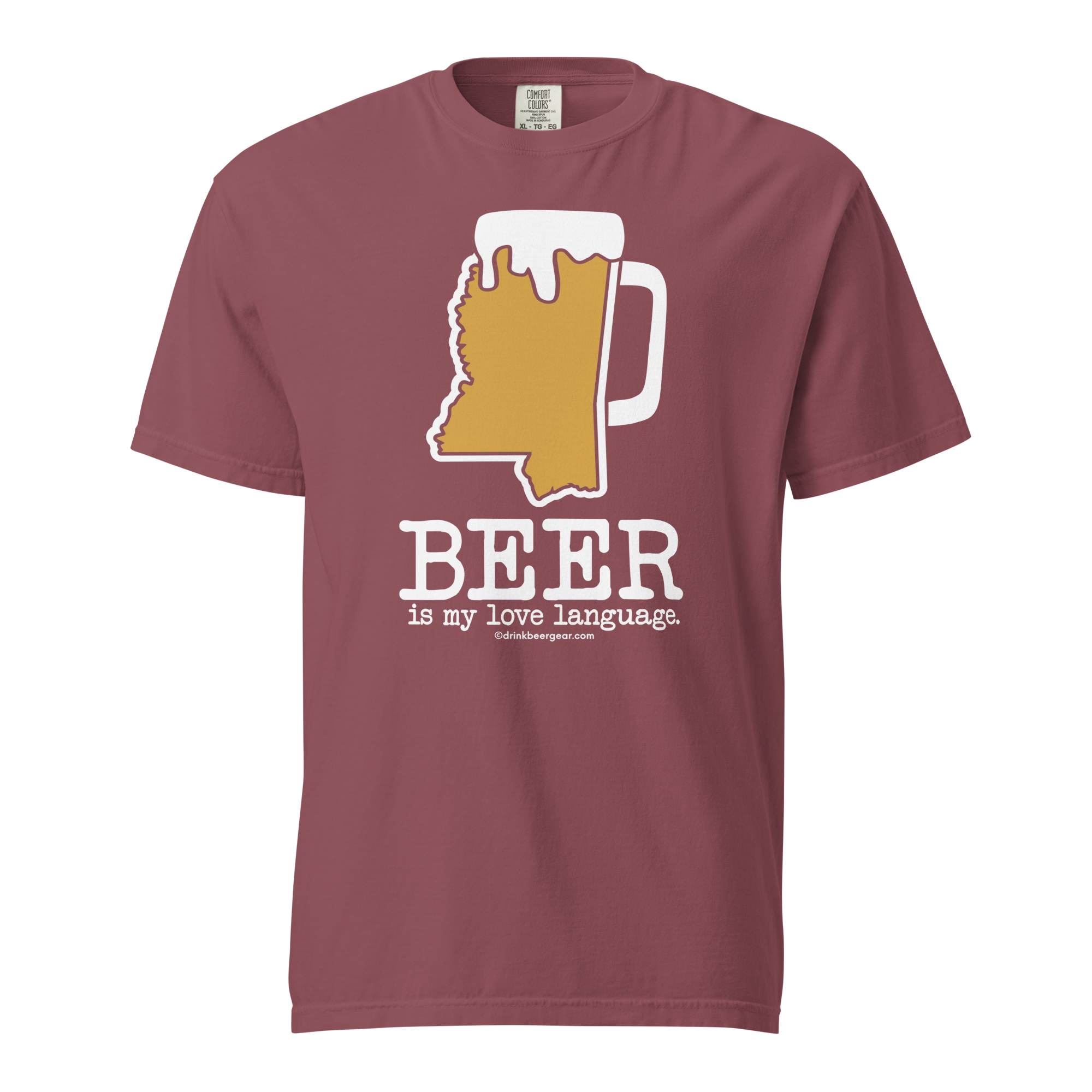 Mississippi Beer Mug Tee - Beer Is My Love Language. - COMFORT COLORS BRAND TEE Drink Beer Gear