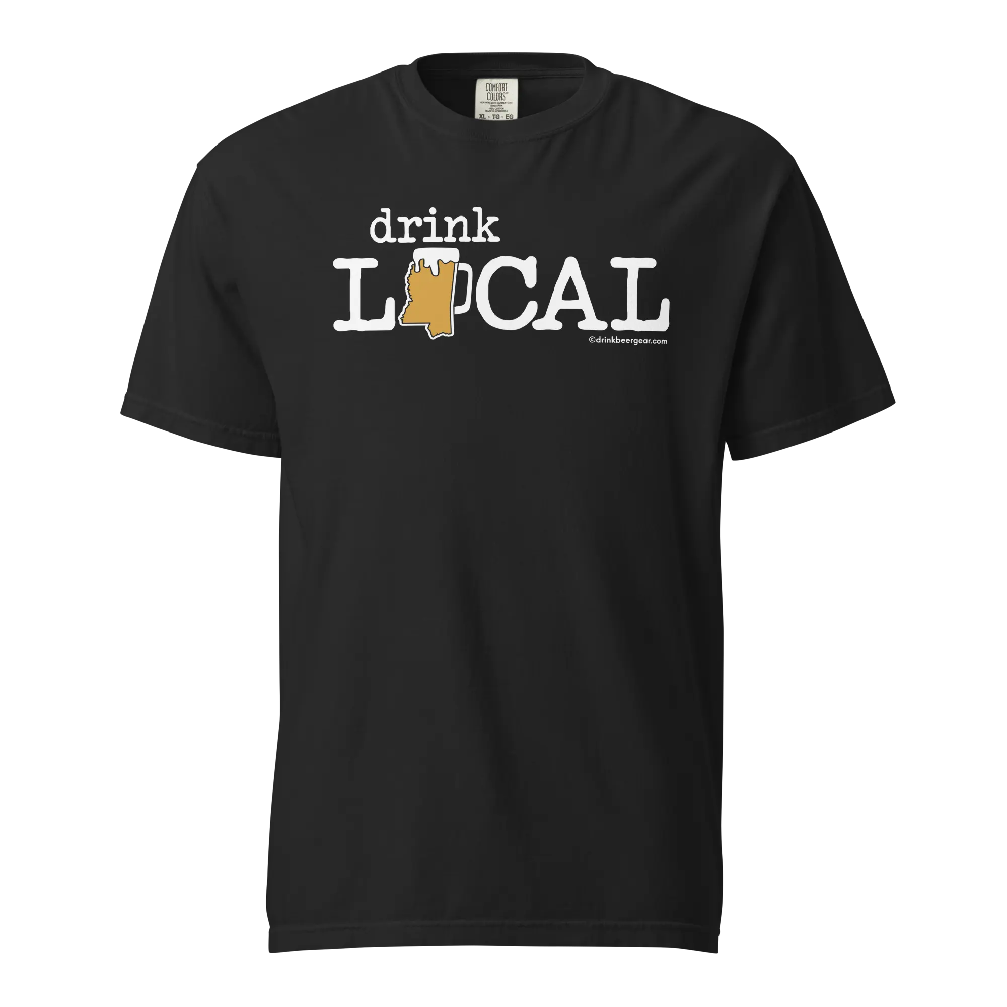 Mississippi Beer Mug Tee - Drink Local - COMFORT COLORS BRAND TEE Drink Beer Gear