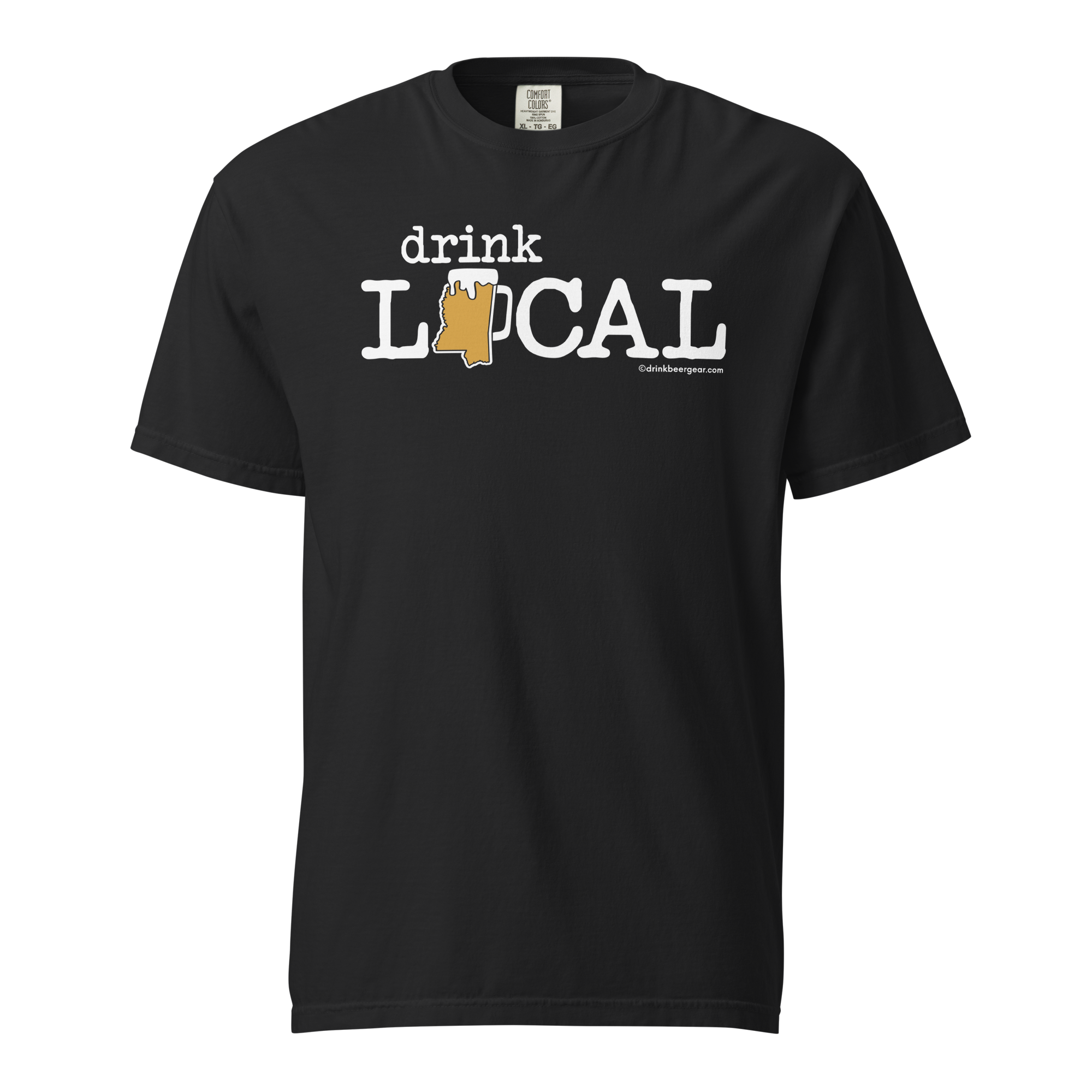Mississippi Beer Mug Tee - Drink Local - COMFORT COLORS BRAND TEE Drink Beer Gear
