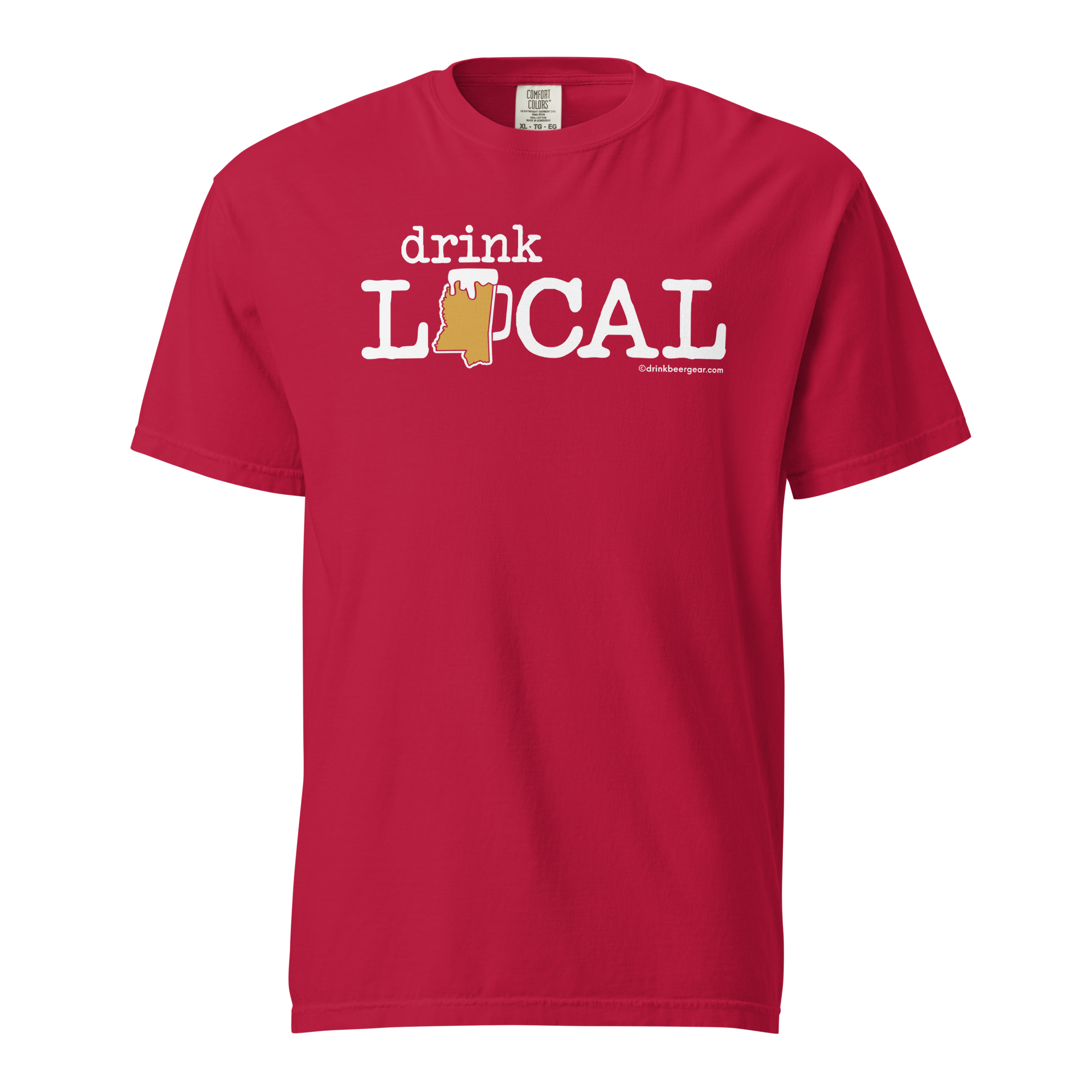 Mississippi Beer Mug Tee - Drink Local - COMFORT COLORS BRAND TEE Drink Beer Gear