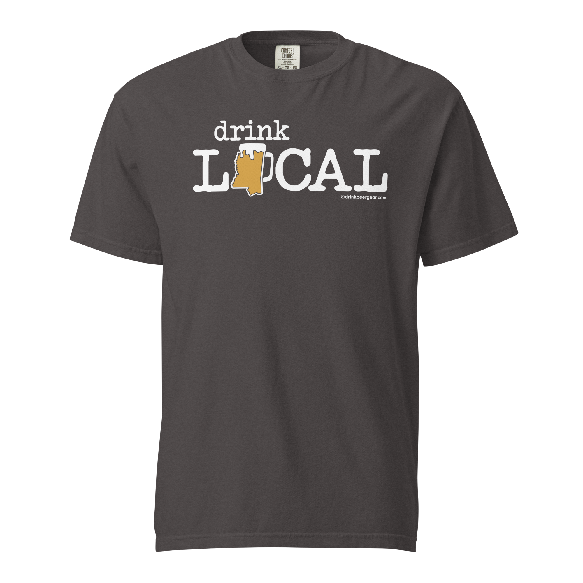 Mississippi Beer Mug Tee - Drink Local - COMFORT COLORS BRAND TEE Drink Beer Gear