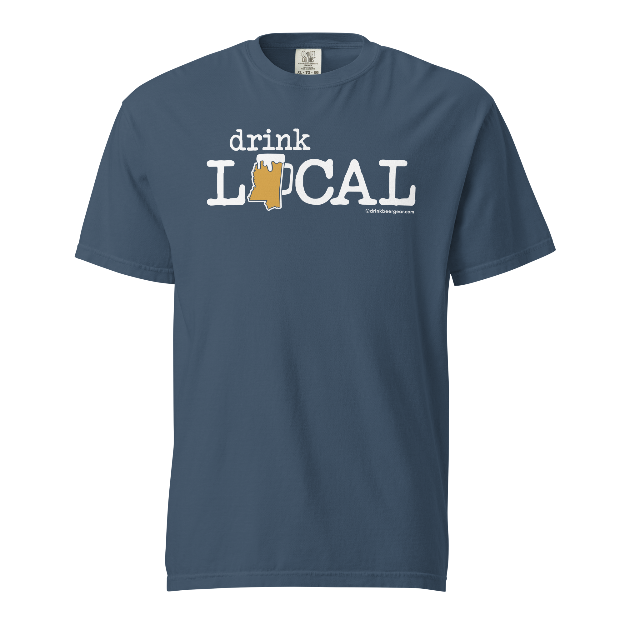 Mississippi Beer Mug Tee - Drink Local - COMFORT COLORS BRAND TEE Drink Beer Gear