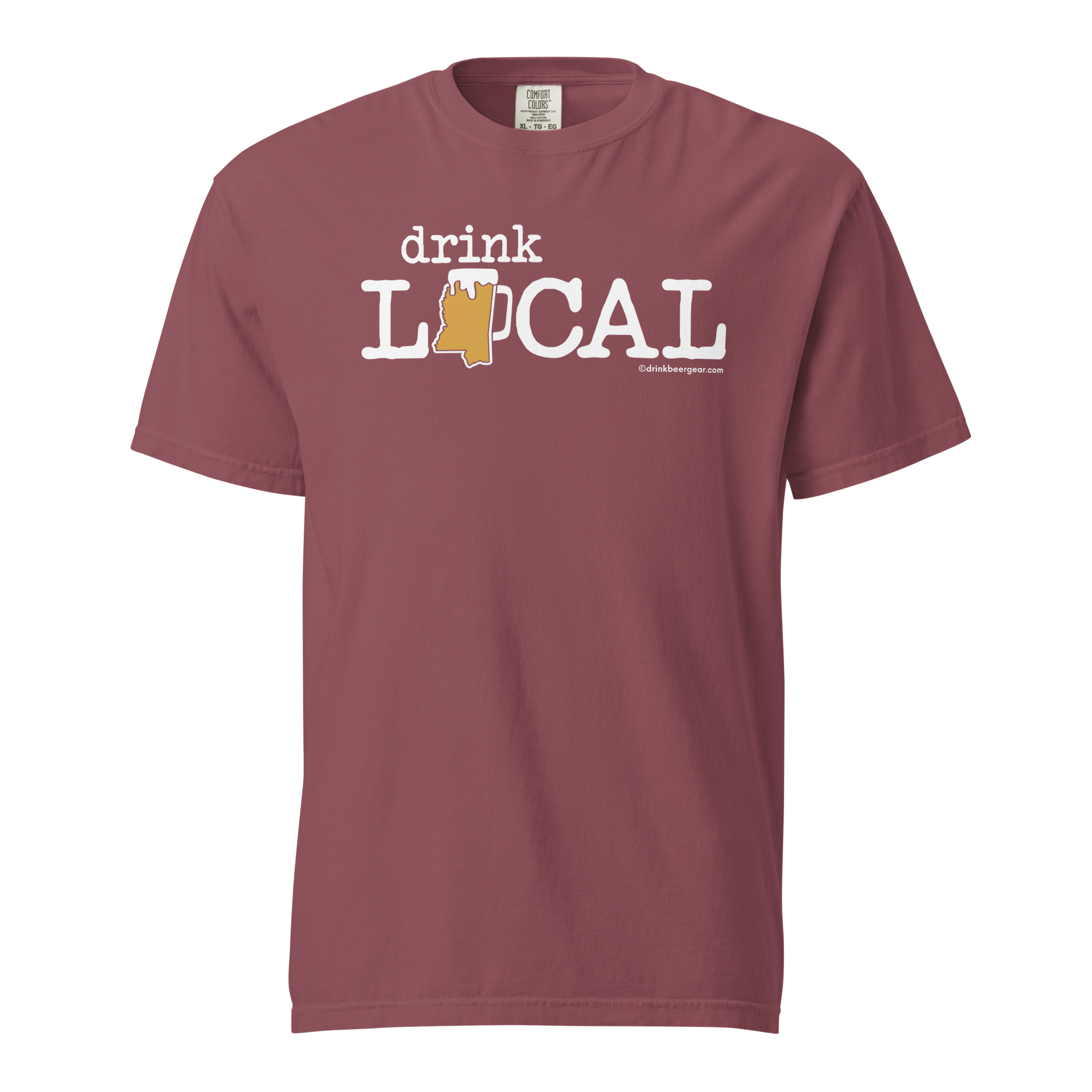 Mississippi Beer Mug Tee - Drink Local - COMFORT COLORS BRAND TEE Drink Beer Gear