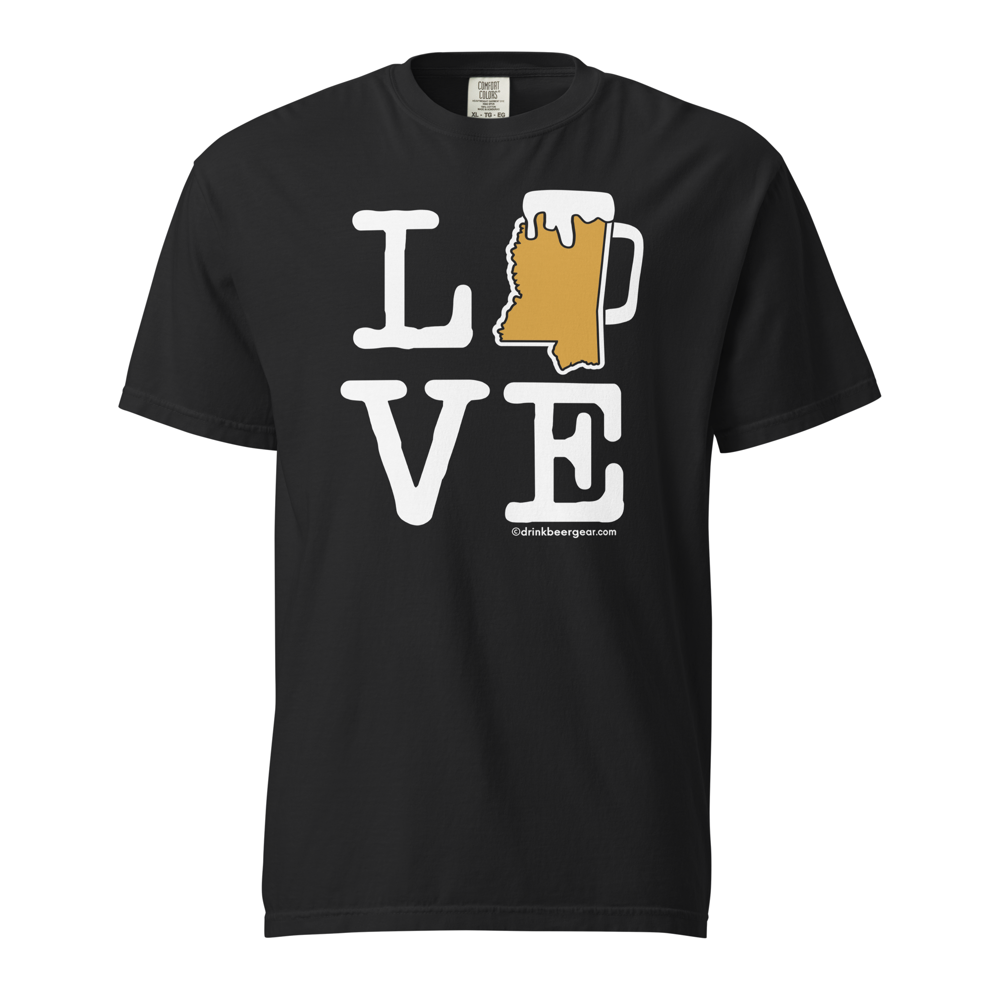 Mississippi Beer Mug Tee - LOVE - COMFORT COLORS BRAND TEE Drink Beer Gear