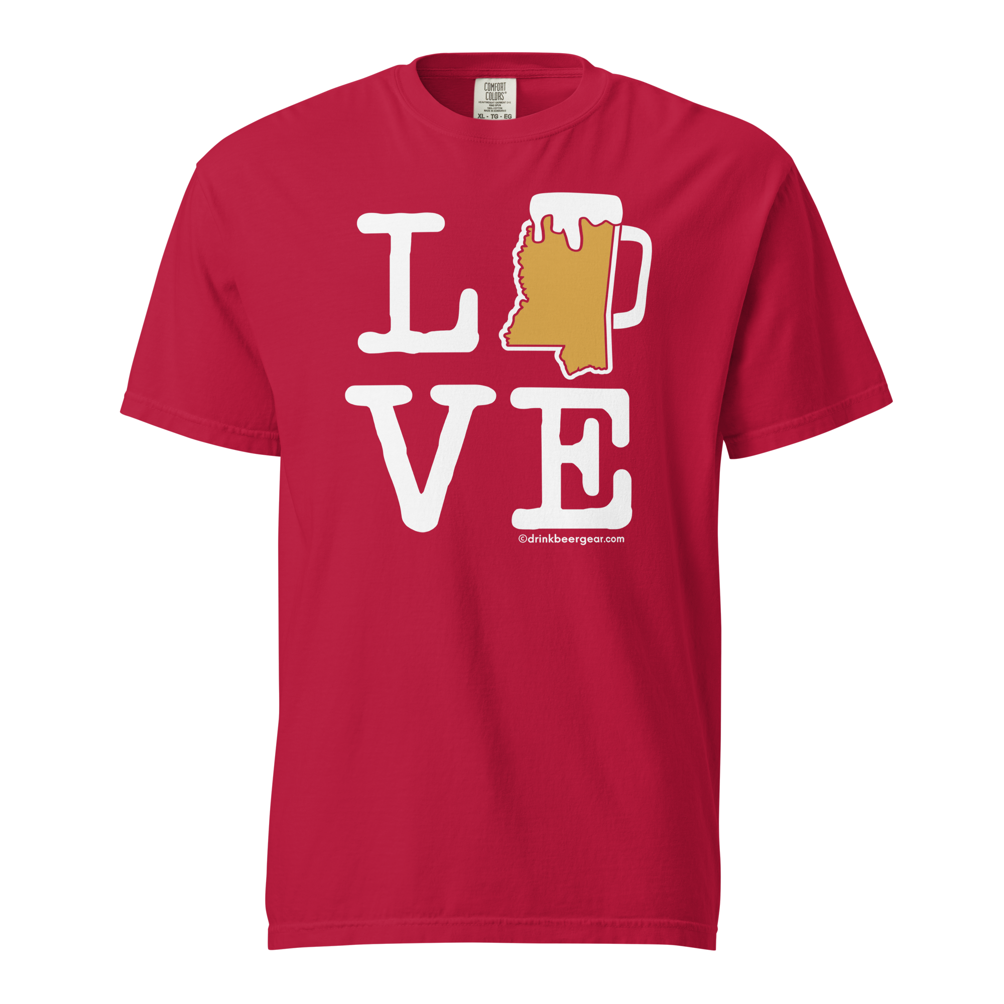 Mississippi Beer Mug Tee - LOVE - COMFORT COLORS BRAND TEE Drink Beer Gear