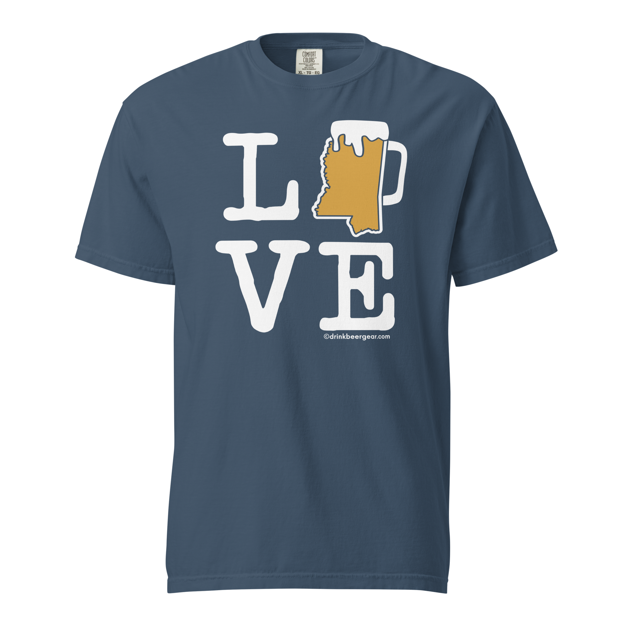 Mississippi Beer Mug Tee - LOVE - COMFORT COLORS BRAND TEE Drink Beer Gear