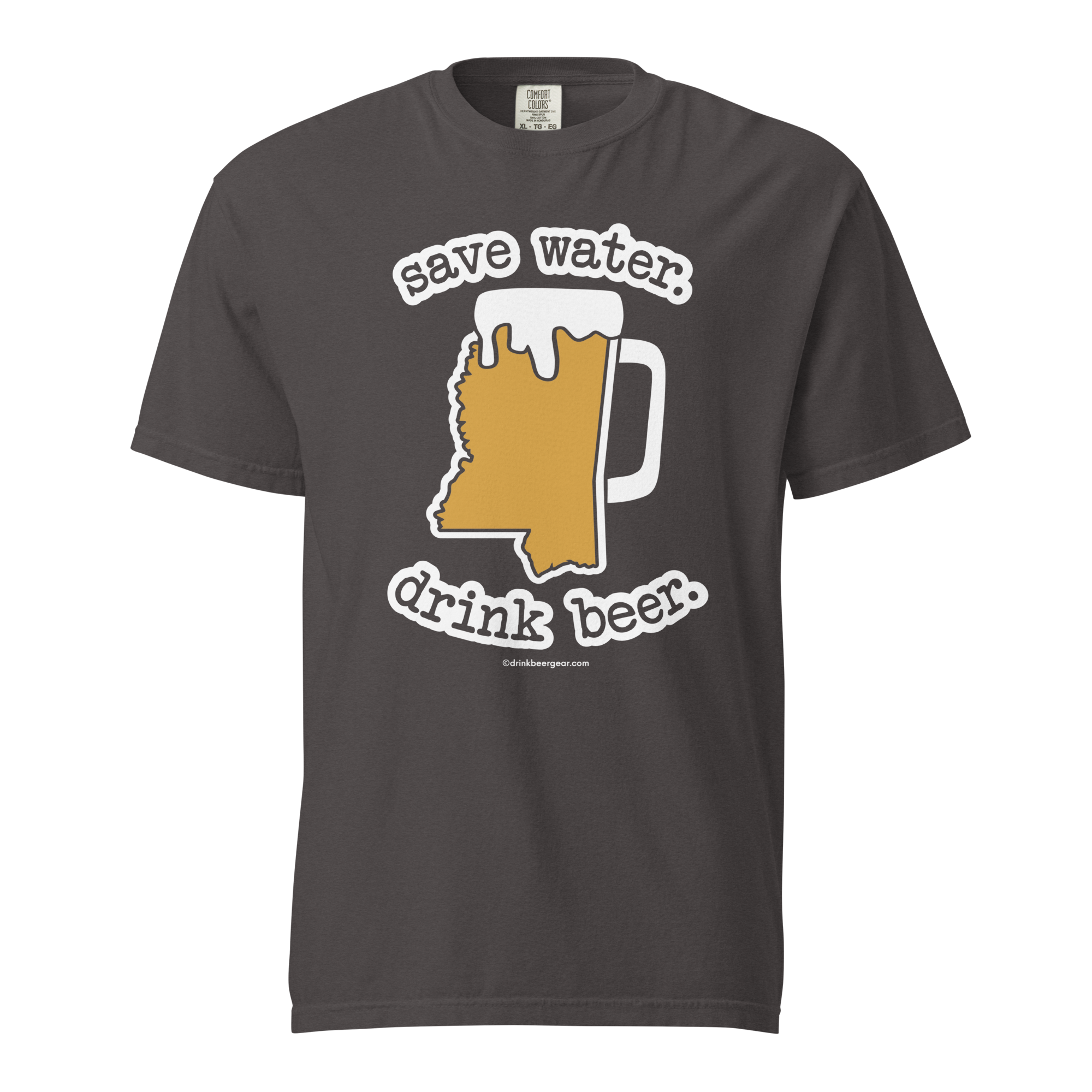Mississippi Beer Mug Tee - Save Water. Drink Beer. - COMFORT COLORS BRAND TEE Drink Beer Gear