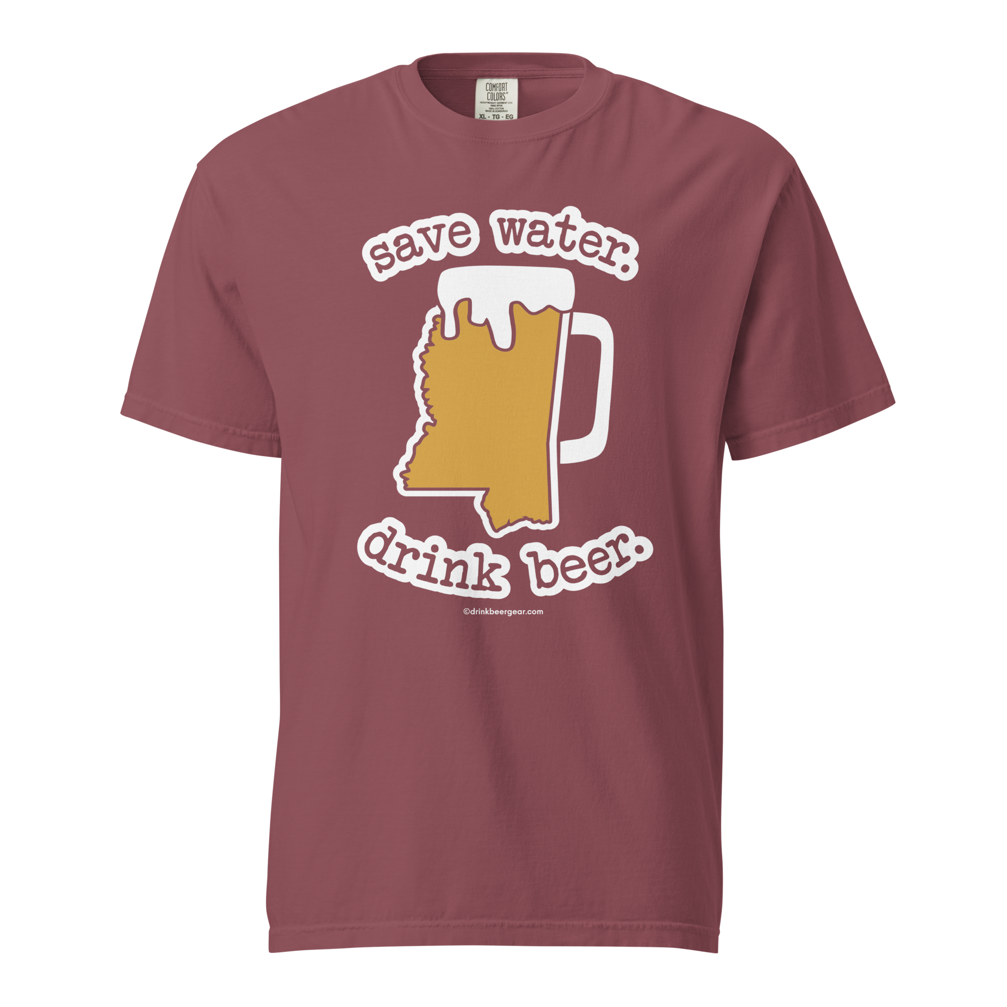 Mississippi Beer Mug Tee - Save Water. Drink Beer. - COMFORT COLORS BRAND TEE Drink Beer Gear