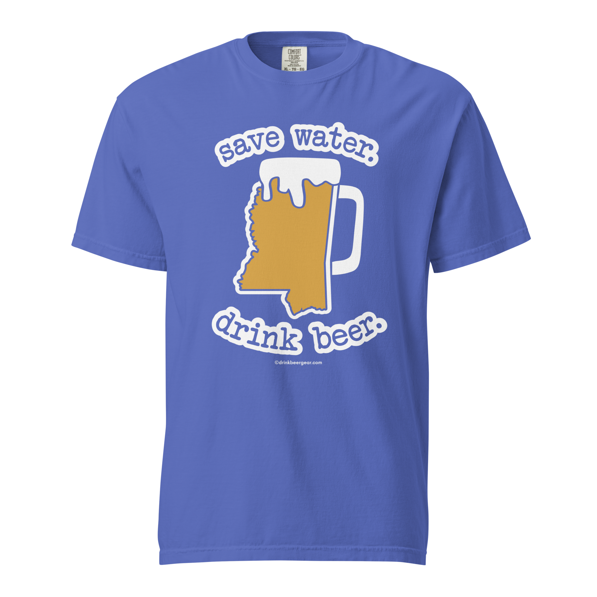 Mississippi Beer Mug Tee - Save Water. Drink Beer. - COMFORT COLORS BRAND TEE Drink Beer Gear