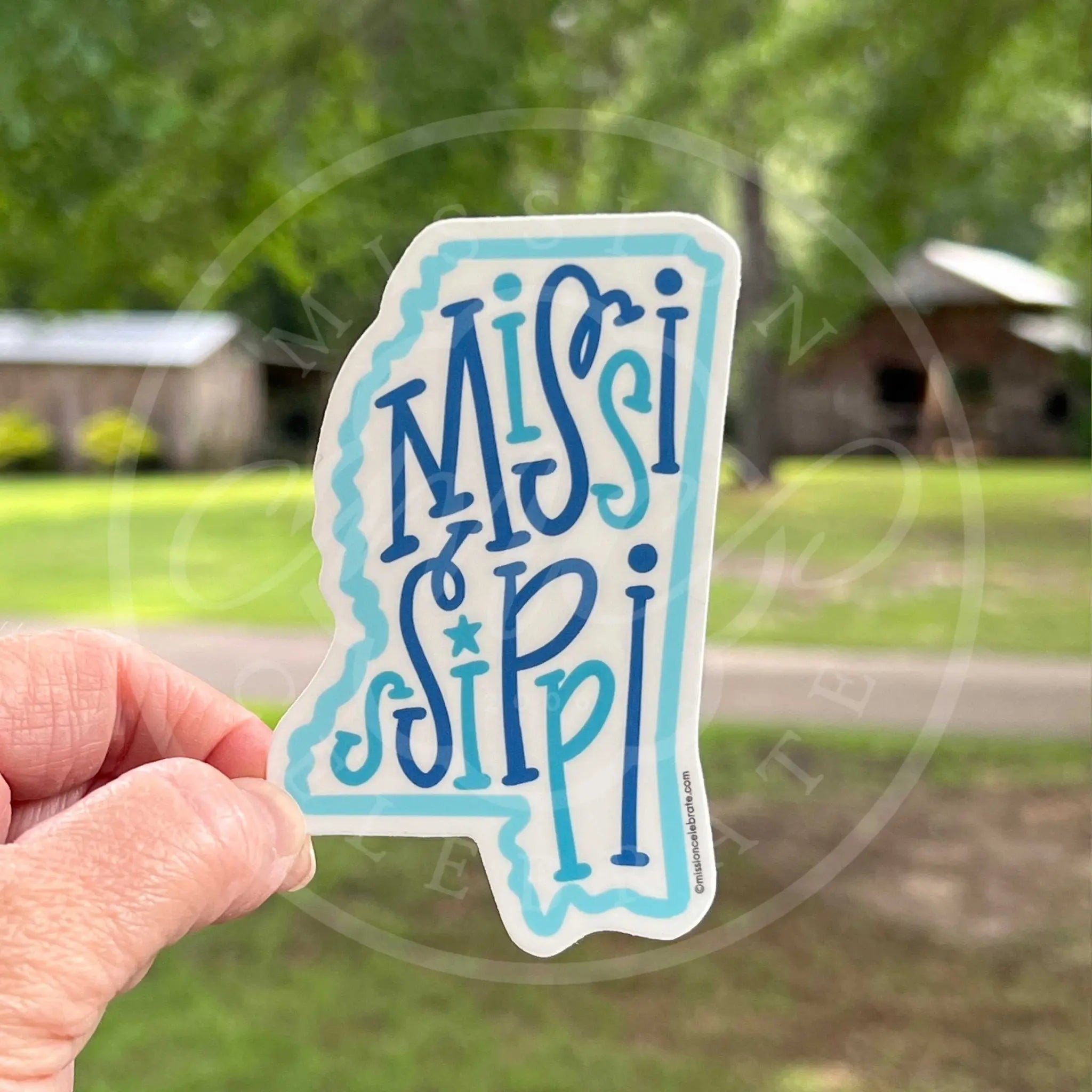 Mississippi Decal: Bouncy Hand-Lettered Art, Blues. Interior/Exterior Use