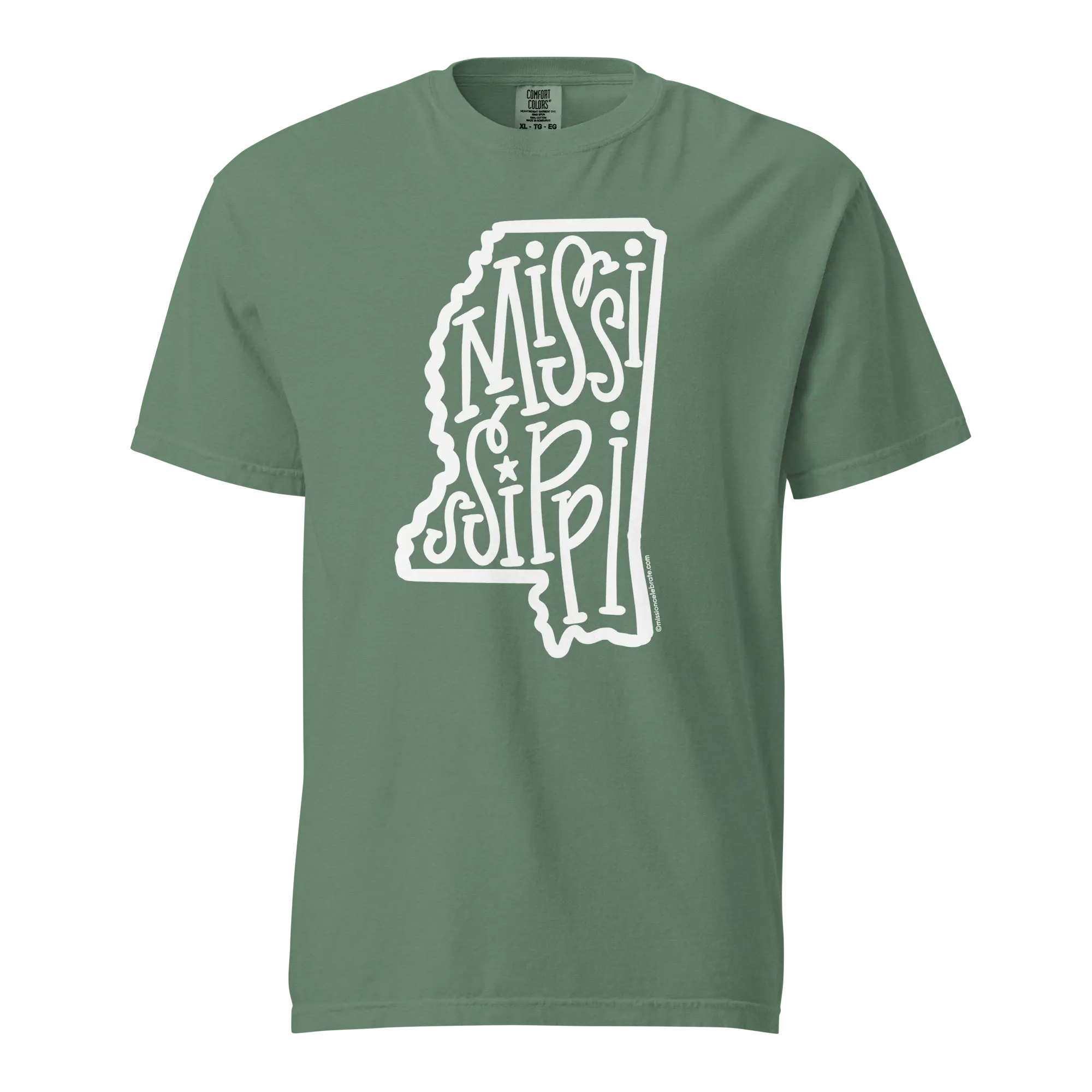 Mississippi T-shirt: Bouncy Lettering Design by Main Street Collective. Handlettered state outline tee.