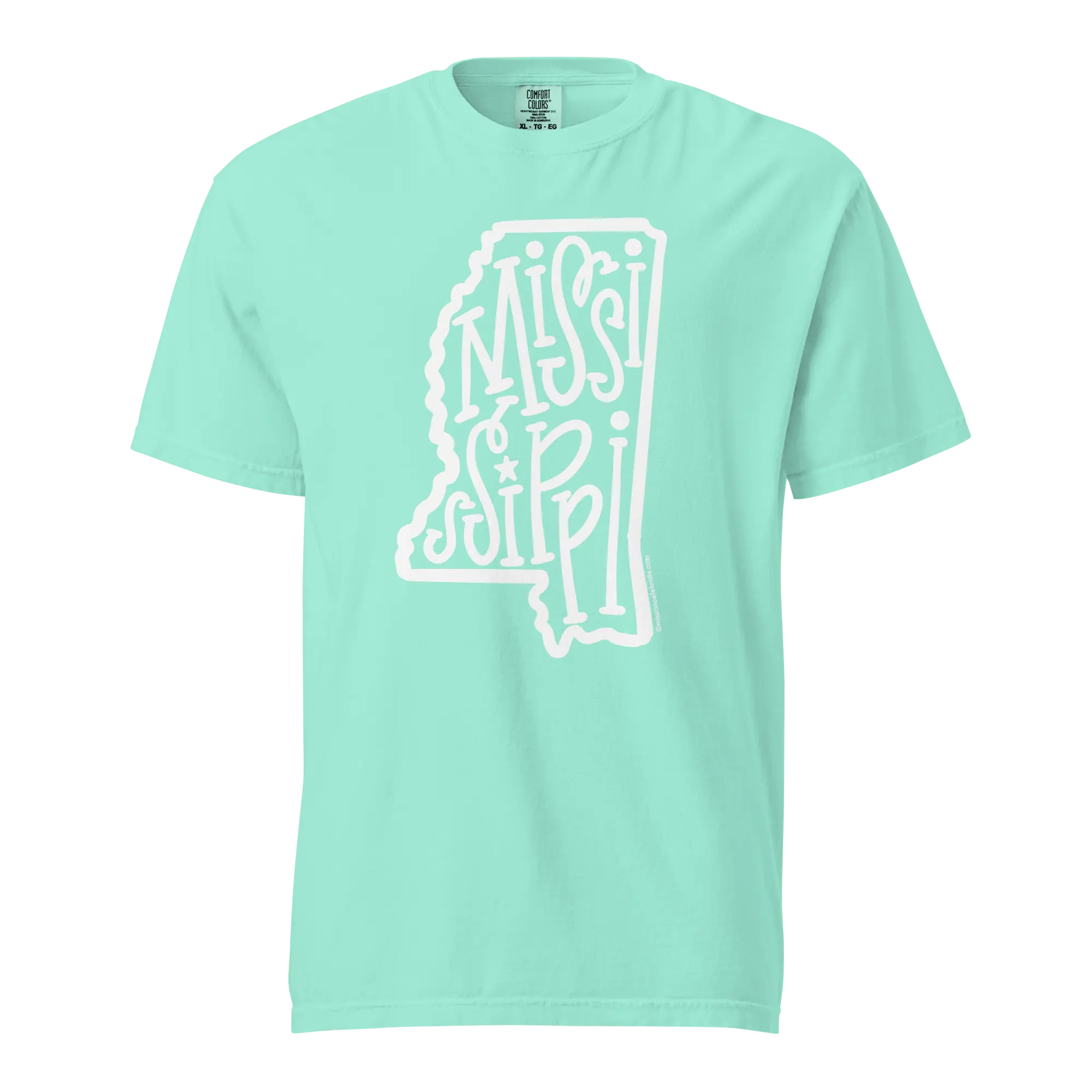 Mississippi T-shirt - State Outline with Hand-Lettered 'Mississippi' Design - Comfort Colors Tee