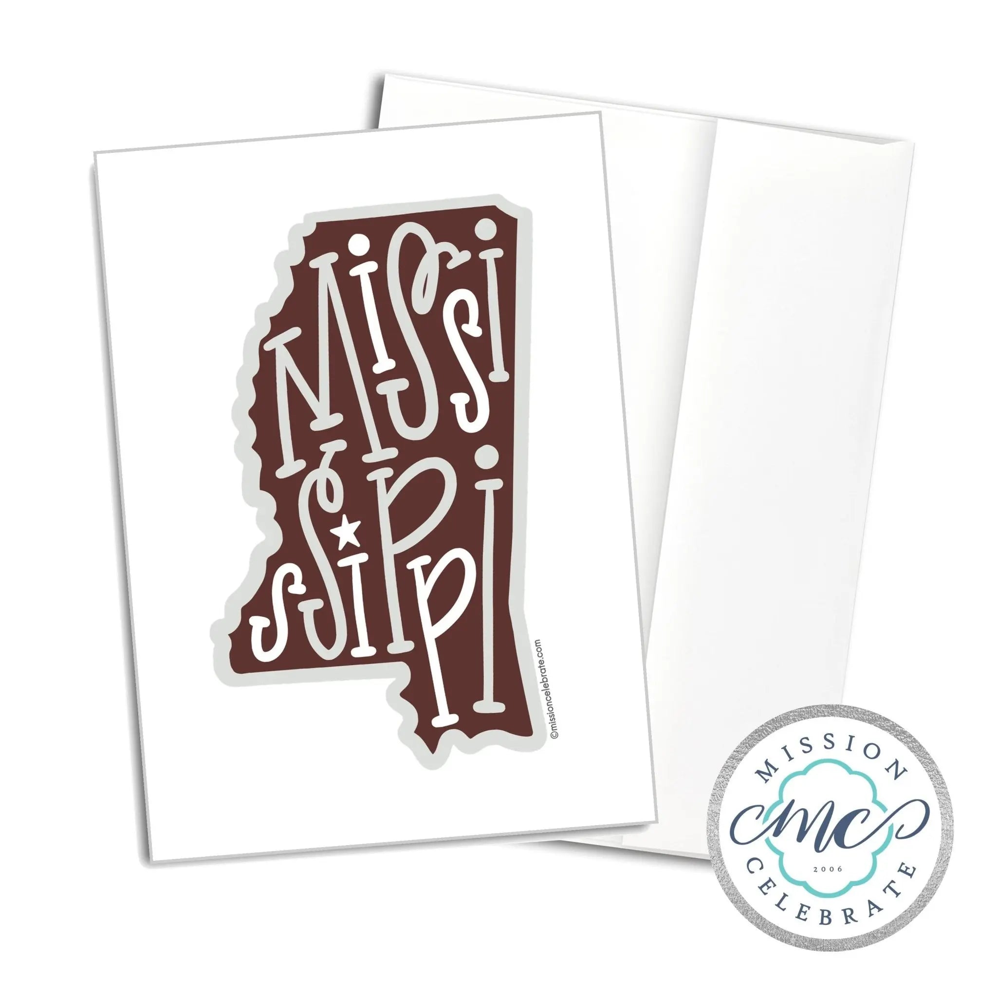 Mississippi Handlettered Greeting Card Maroon Gray - Main Street Collective
