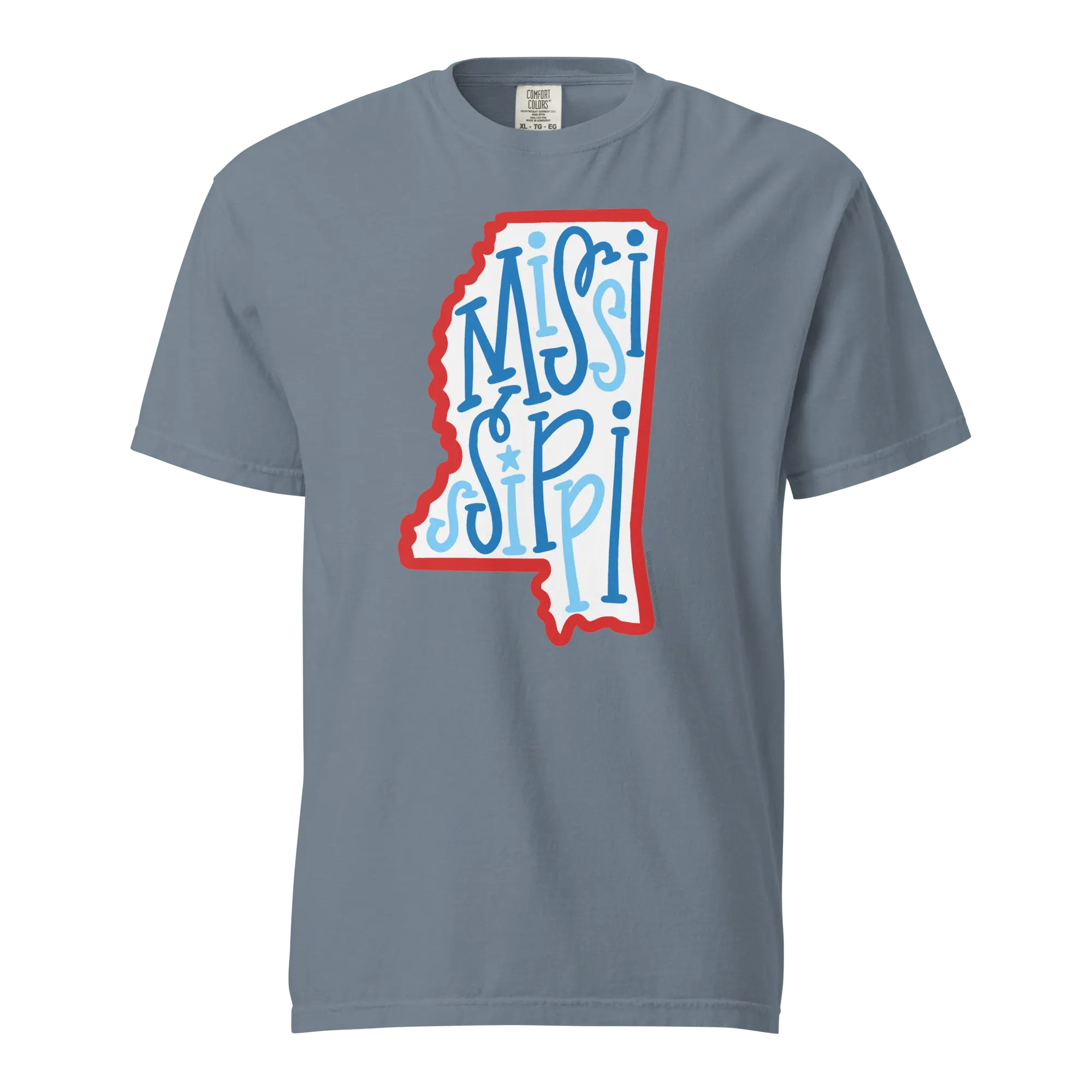 Mississippi T-Shirt: Hand-Lettered State Pride Design by Leslie Gonce, Comfort Colors Tee