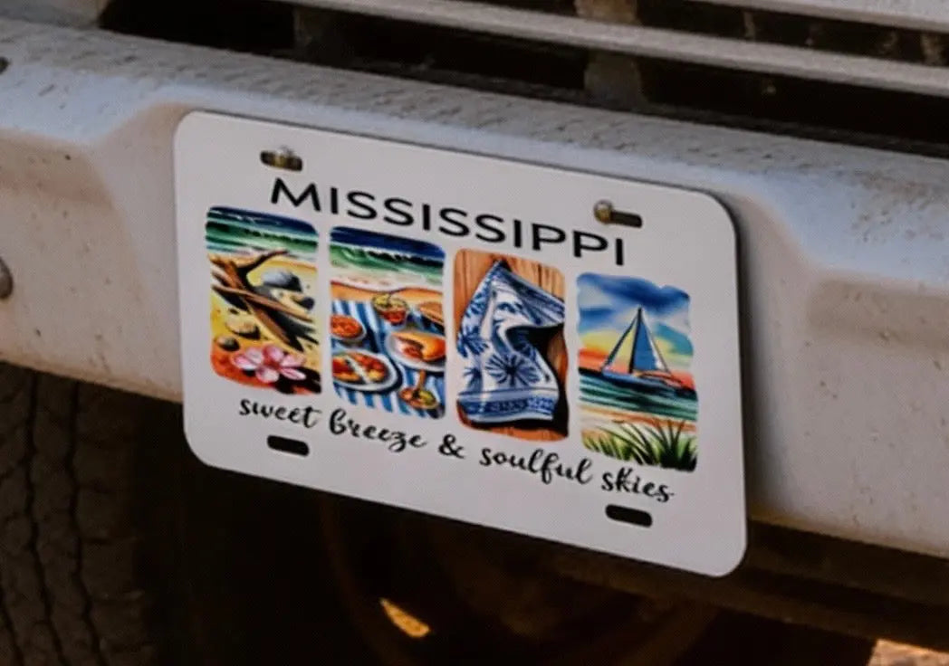 Mississippi Decorative Front License Plate-Sweet Breeze and Soulful Skies Two Beachin' Sisters
