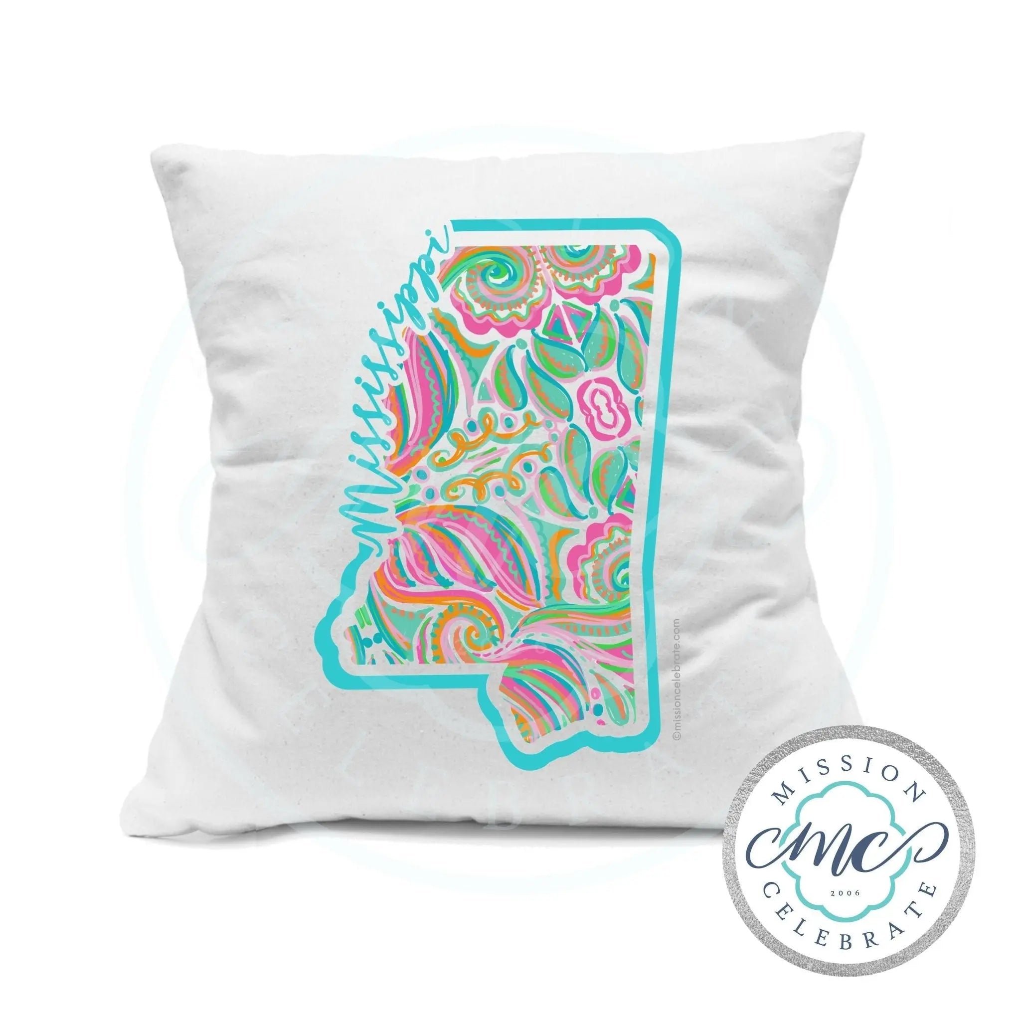 Mississippi Jubilee Hand Drawn Pillow Cover, 18x18, Main Street Collective - Home Decor, Mississippi Art